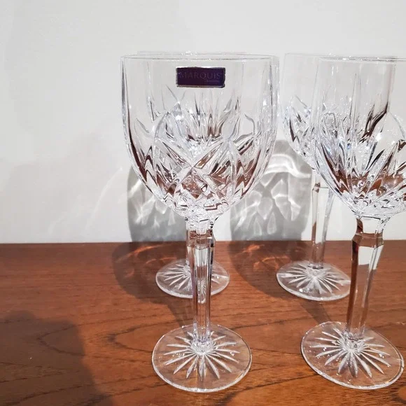 Set Of 4 Waterford Crystal Marquis Brookside Wine Goblet Glass 12oz 8 5/8 
